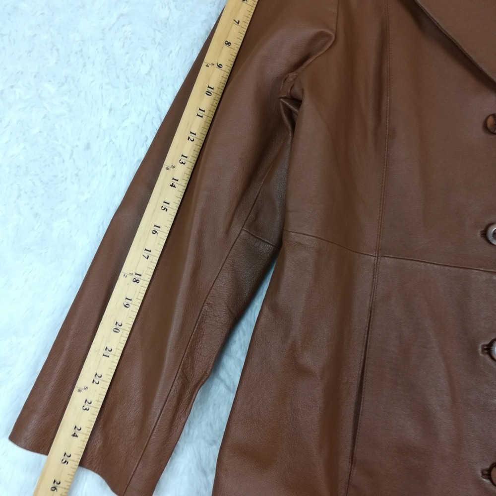 Chadwicks Chestnut Brown Leather Button-Front Coat - Picture 3 of 12